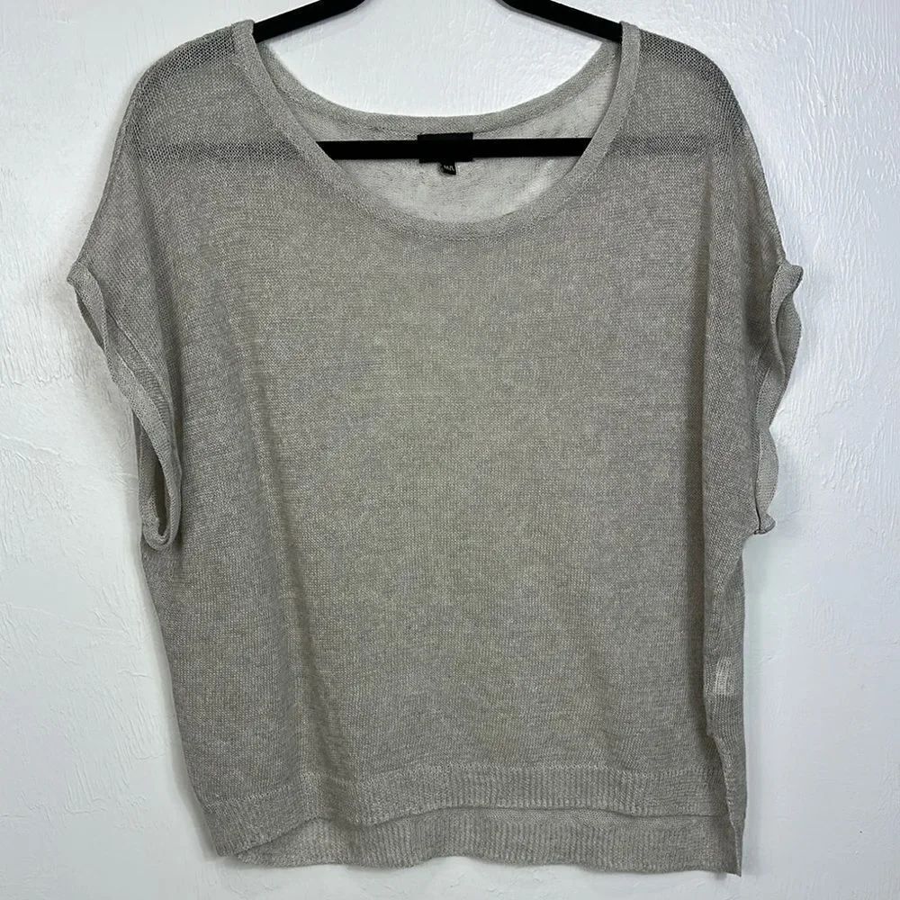 Josie Gray Linen Cotton Knit Short Sleeve Relaxed Fit Top Size M/L